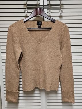 GUC INC International Concepts Ribbed V‑Neck Sweater in Camel Sz XL